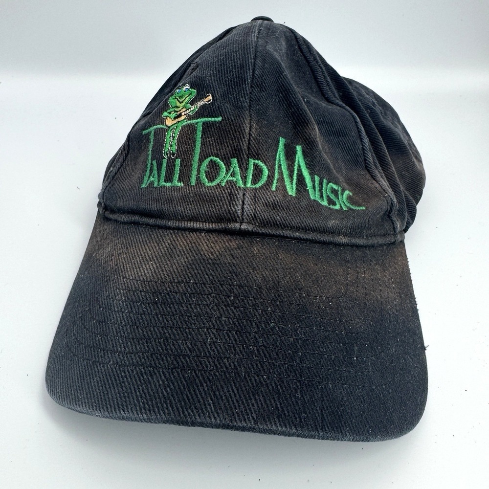 Rob Scott All Toad Music Frog Embroidered Black Distressed Strapback Hat Cap